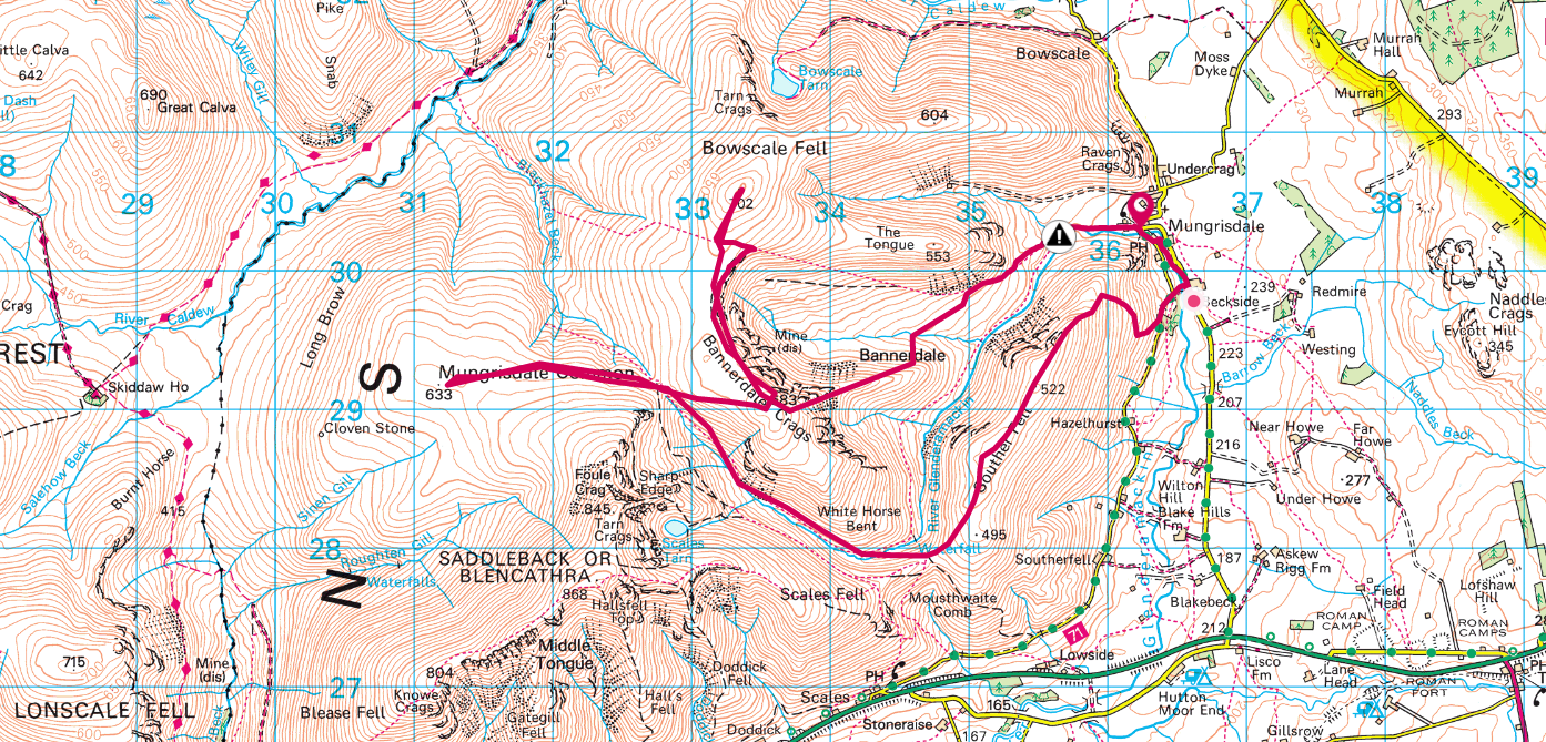 Bannerdale Crags OS Maps Routw