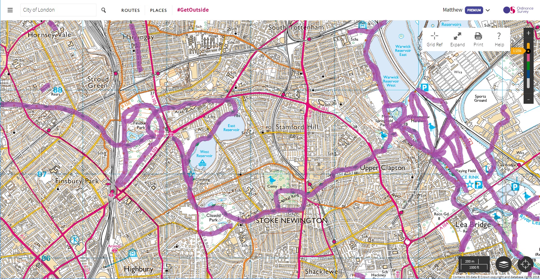 OS Map Running London
